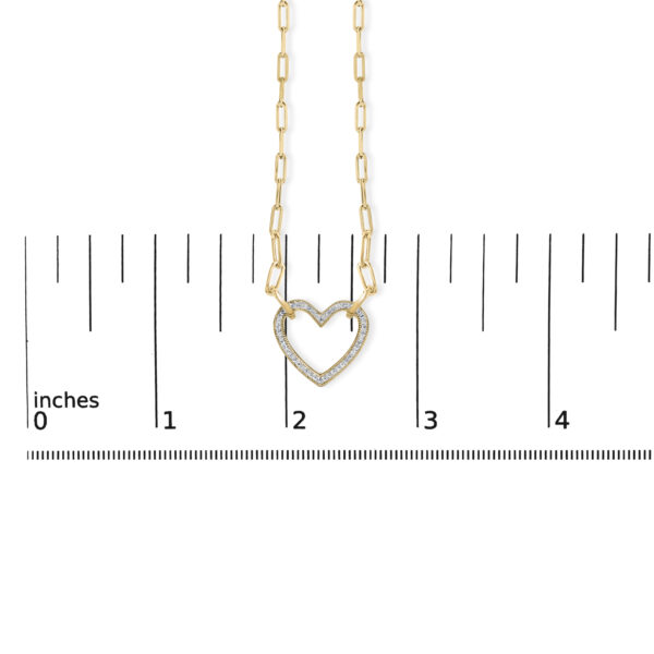Gold Vermeil 1/10 Cttw Diamond Paperclip Chain Heart Pendant Necklace - Sterling Silver - alternate view 4