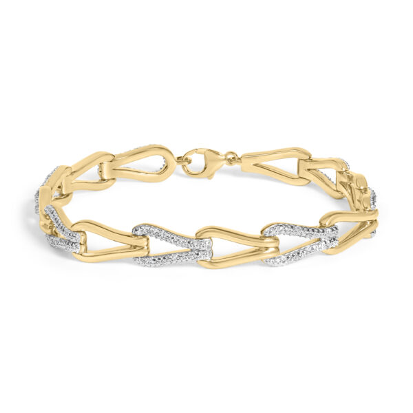 Gold Vermeil 1/7 Cttw Diamond Bold Knot Link Bracelet - Sterling Silver