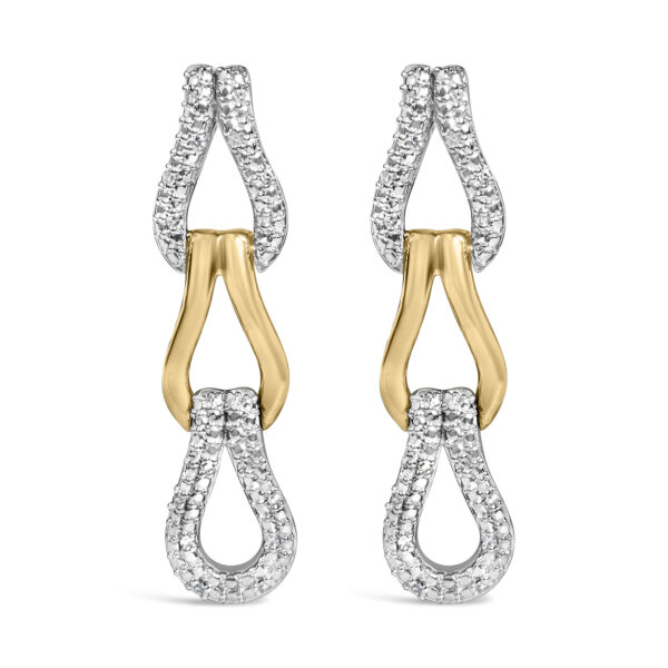 Knot link earrings in 24K gold vermeil over sterling silver with pave-set round diamonds