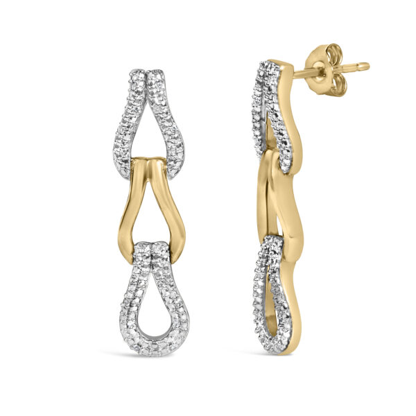 Side angle of the knot link earrings showing the connected link structure and push back