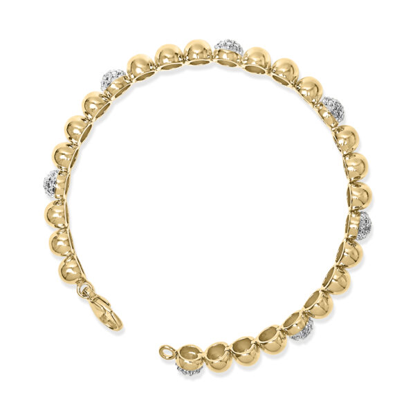 Gold Vermeil 1/5 Cttw Diamond Bold Dome Bead Link Bracelet - Sterling Silver - alternate view 3