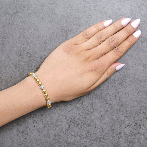 Gold Vermeil 1/5 Cttw Diamond Bold Dome Bead Link Bracelet - Sterling Silver - alternate view 5