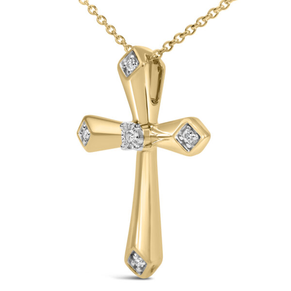 Cross pendant on its cable chain, showing the full 18 inch length and spring ring clasp
