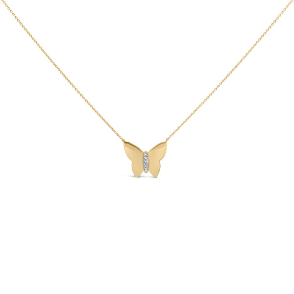 Butterfly pendant necklace in yellow gold vermeil with pave-set diamonds on a cable chain