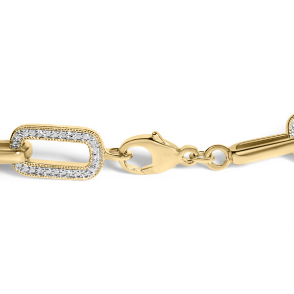 Gold Vermeil 1/10 Cttw Diamond Bold Paperclip Link Bracelet - Sterling Silver - alternate view 2