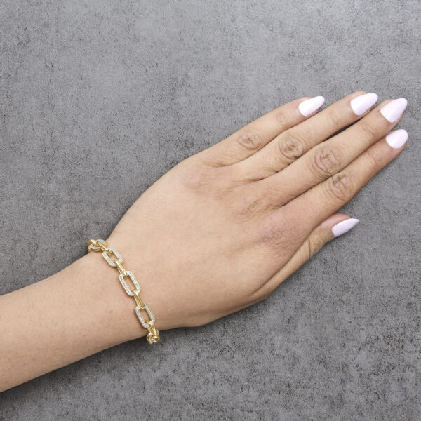 Gold Vermeil 1/10 Cttw Diamond Bold Paperclip Link Bracelet - Sterling Silver - alternate view 5
