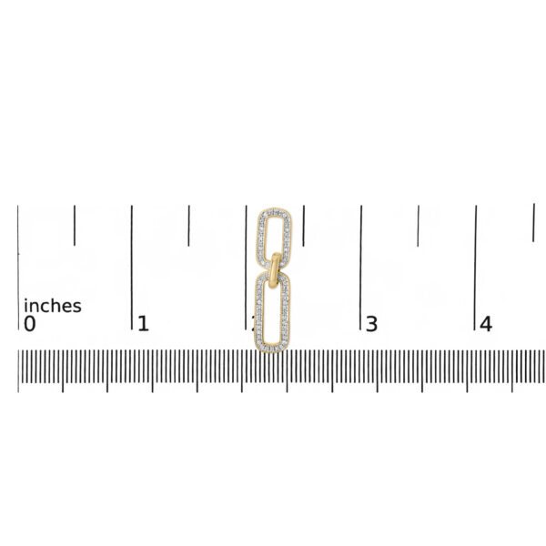 Paperclip earring shown next to a scale reference for size