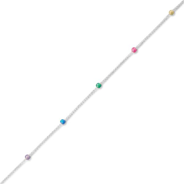 9.25 + 1 Multicolor Bead Anklet - Sterling Silver - alternate view 2