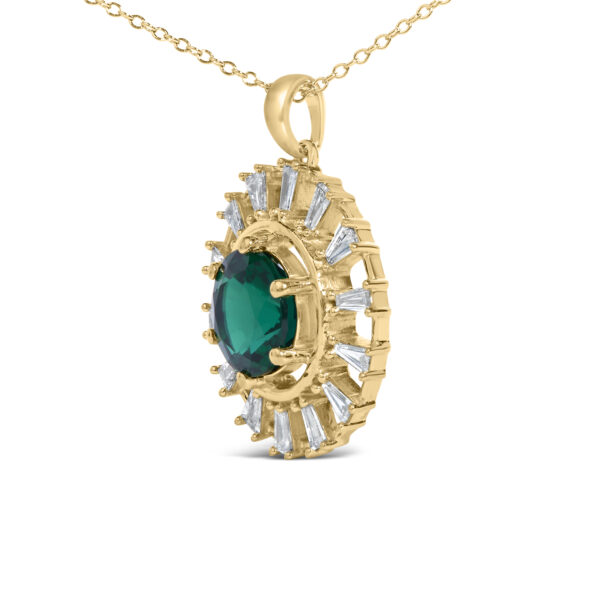 Medallion pendant and cable chain laid flat to show the full necklace length