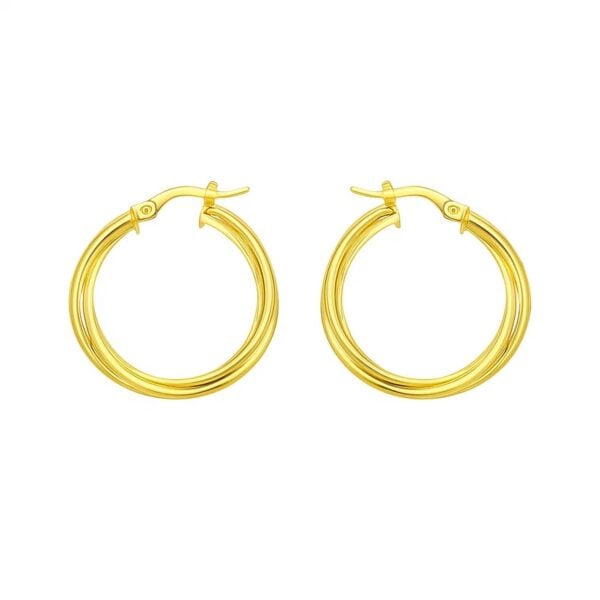 14K Yellow Gold Interlocking Medium Trinity Hoop Earrings - alternate view 2
