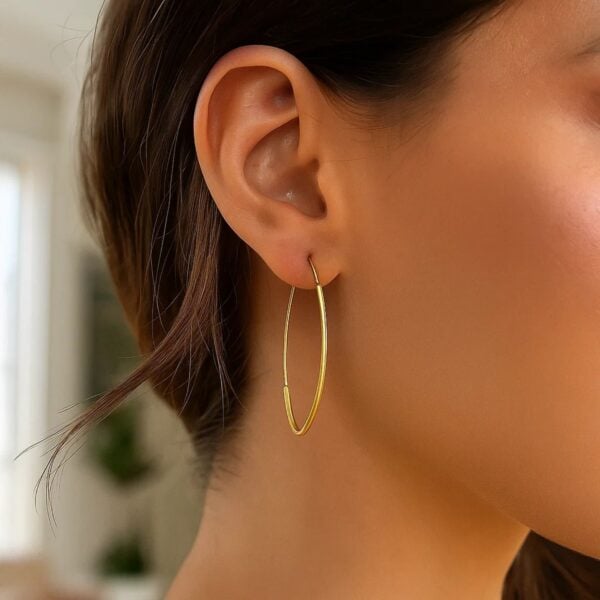 14k Yellow Gold Polished Long Marquise Motif Earrings - alternate view 2