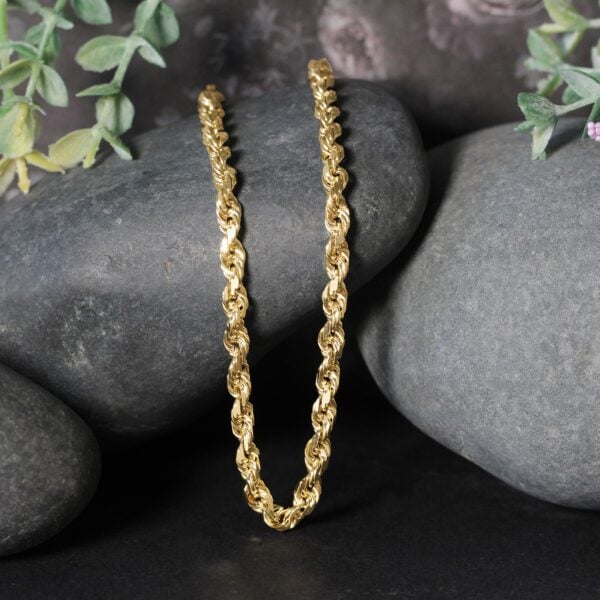 14k Yellow Gold Solid Diamond Cut Rope Chain (5.00 mm) - alternate view 4