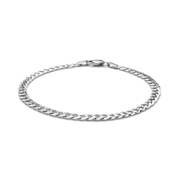 14k White Gold Solid Curb Bracelet (3.60 mm) - alternate view 2