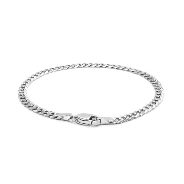 14k White Gold Solid Curb Bracelet (3.60 mm) - alternate view 3