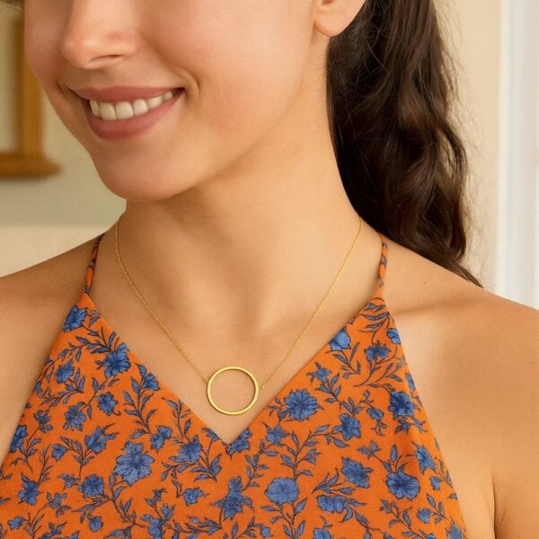 14K Yellow Gold Yours Truly Large Initial O Necklace - alternate view 3