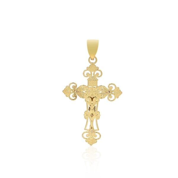 14k Two Tone Gold Cross Pendant - Two-Tone Gold - alternate view 2
