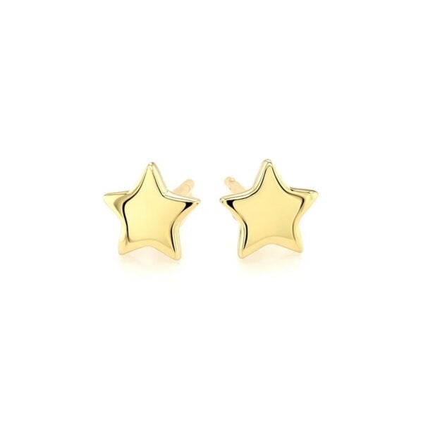 14k Yellow Gold Post Earrings with Stars(6.5mm) - alternate view 2