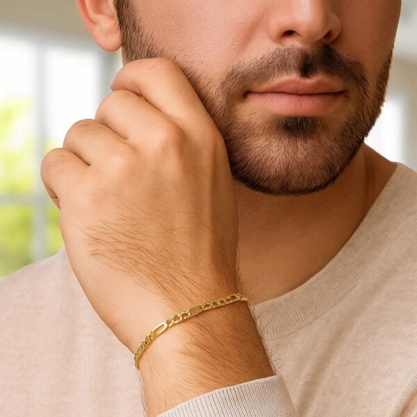 14k Yellow Gold Solid Figaro Bracelet (3.00 mm) - alternate view 3
