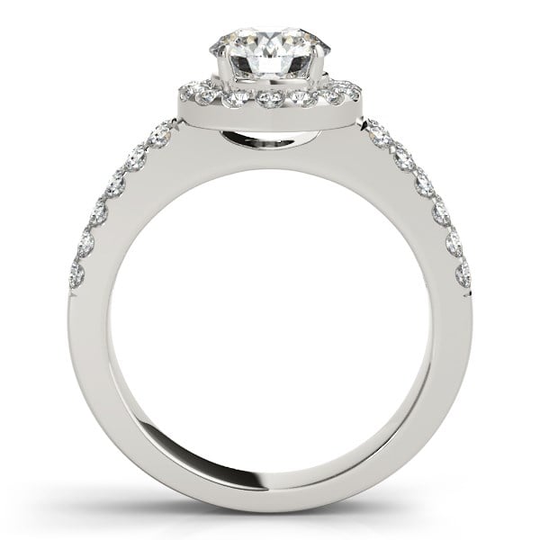 14k White Gold Halo Diamond Engagement Ring With Double Row Band (1 3/8 cttw) - alternate view 2