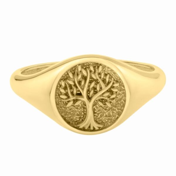 Tree of Life Signet Ring in 14K Yellow Gold (2.40 mm) - alternate view 2