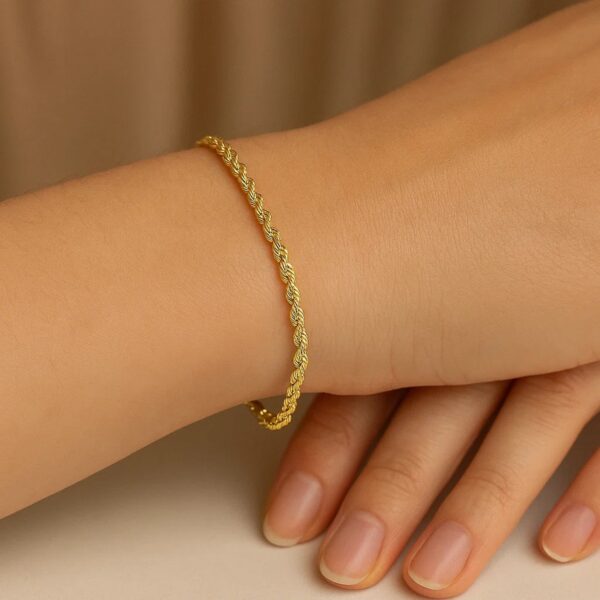 14k Yellow Gold Solid Diamond Cut Rope Bracelet (2.50 mm) - alternate view 5