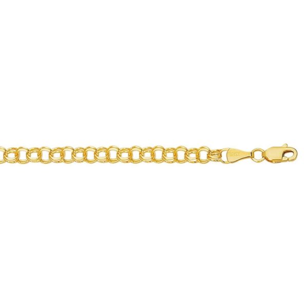 14k Yellow Gold Solid Double Link Charm Bracelet (5.00 mm) - alternate view 4