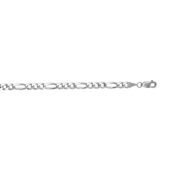 14k White Gold Solid Figaro Bracelet (3.80 mm) - alternate view 4