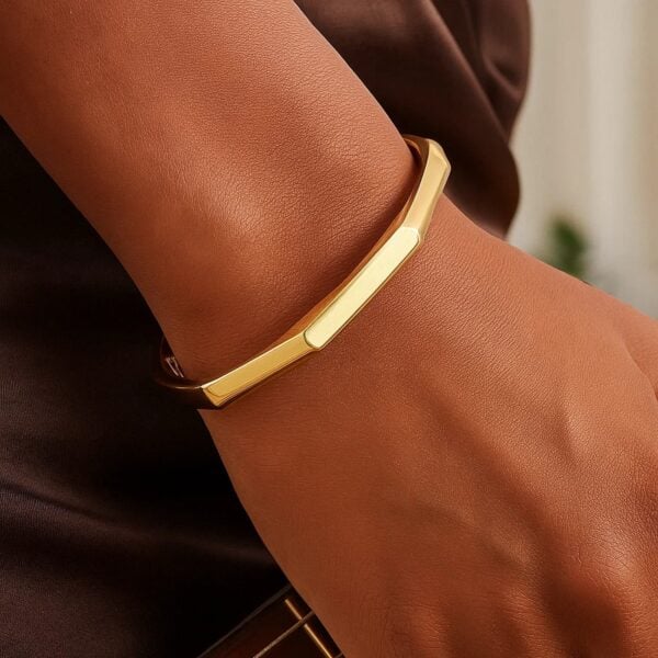 14k Yellow Gold High Polish Geometric Bangle (6.10 mm) - alternate view 3