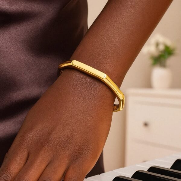 14k Yellow Gold High Polish Geometric Bangle (6.10 mm) - alternate view 4