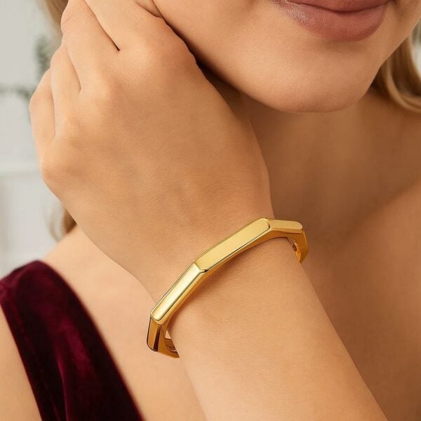14k Yellow Gold High Polish Geometric Bangle (6.10 mm) - alternate view 5
