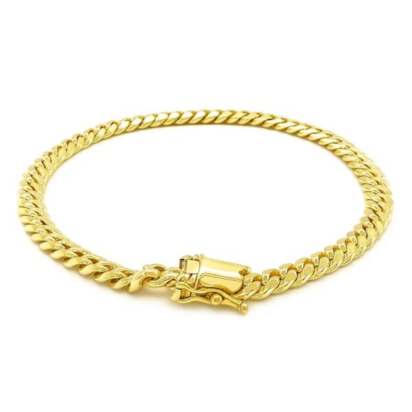 14k Yellow Gold Classic Miami Cuban Solid Bracelet (5.00 mm) - alternate view 4