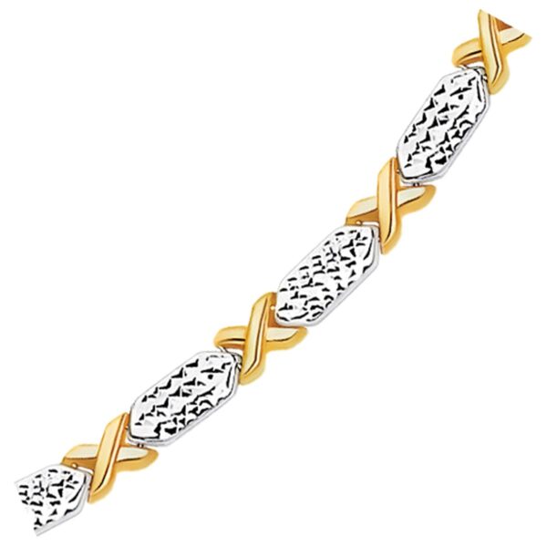 14k Two-Tone Gold Fancy X Line Bracelet (4.80 mm) - alternate view 2