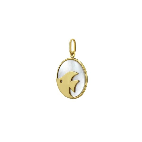 14K Yellow Gold Fish MOP Charm Pendant - alternate view 2