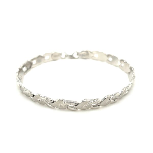 14k White Gold Heart Shape Textured Bracelet (6.35 mm) - alternate view 2