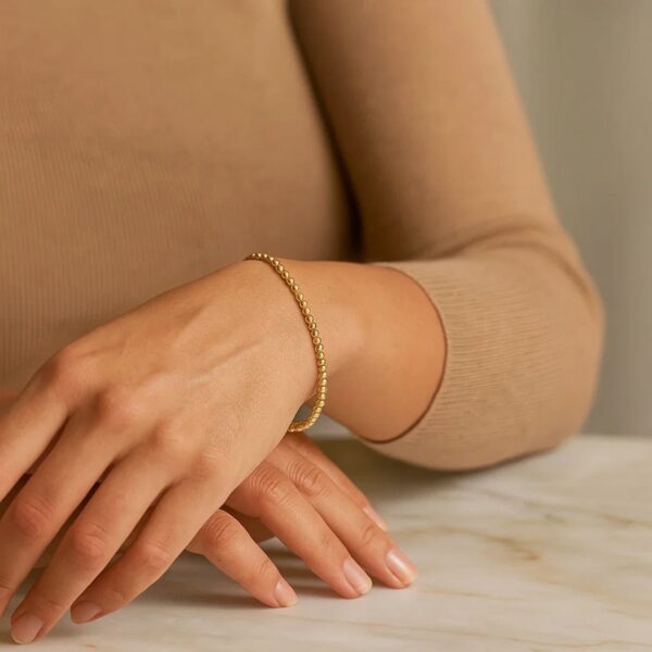 Moon Cut Bead Stretch Bracelet in 14K Yellow Gold (2.90 mm) - alternate view 4