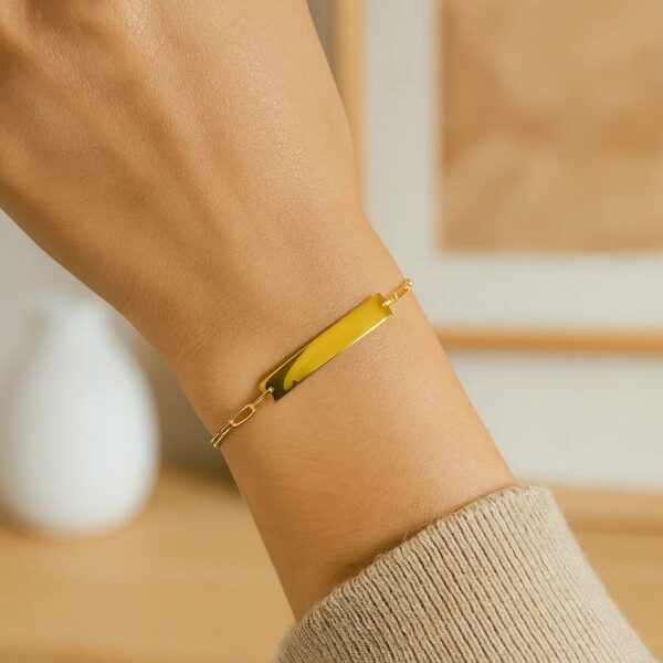 14k Yellow Gold 7 inch Paperclip Chain Bracelet with Bar (2.10 mm) - alternate view 3
