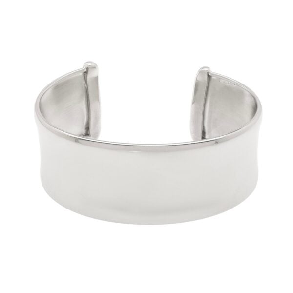 Sterling Silver Rhodium Plated Wide Sculpted Cuff Bangle - alternate view 2