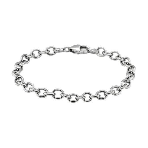 Sterling Silver Rhodium Plated Fancy Charm Bracelet (6.70 mm) - alternate view 2