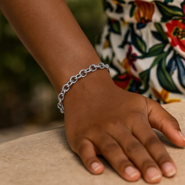 Sterling Silver Rhodium Plated Fancy Charm Bracelet (6.70 mm) - alternate view 5