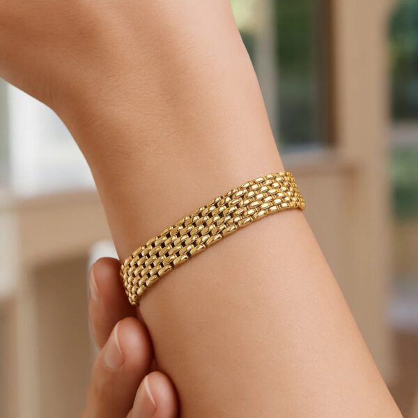 14k Yellow Gold Flexible Panther Line Bracelet (9.00 mm) - alternate view 5