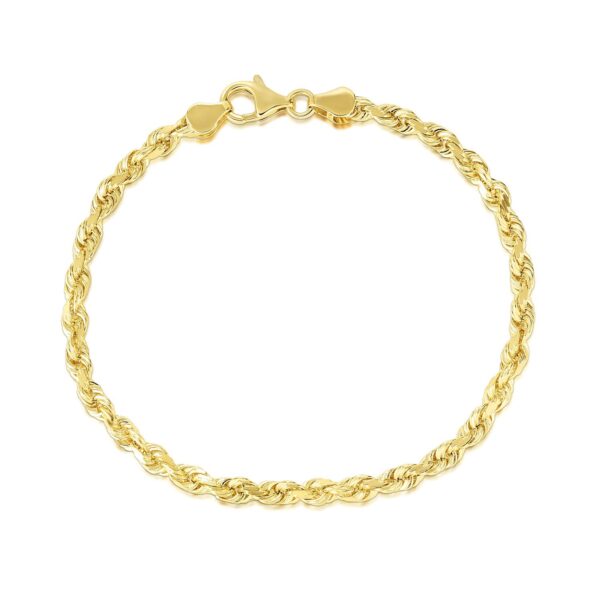 14k Yellow Gold Solid Diamond Cut Rope Bracelet (5.00 mm) - alternate view 2