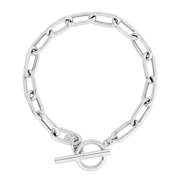 Sterling Silver Rhodium Plated Paperclip Toggle Bracelet (10.20 mm) - alternate view 2