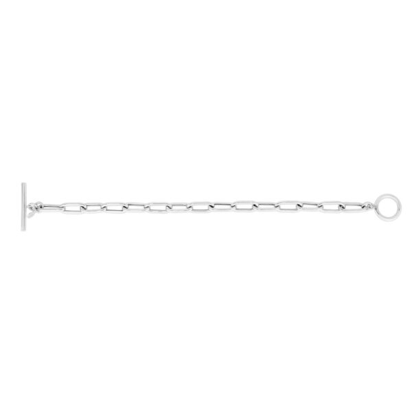 Sterling Silver Rhodium Plated Paperclip Toggle Bracelet (10.20 mm) - alternate view 3