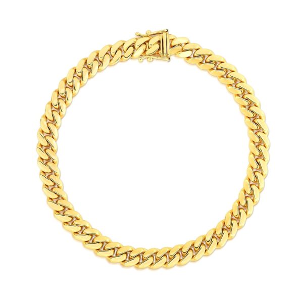 10k Yellow Gold Classic Miami Cuban Solid Bracelet (7.10 mm) - alternate view 2