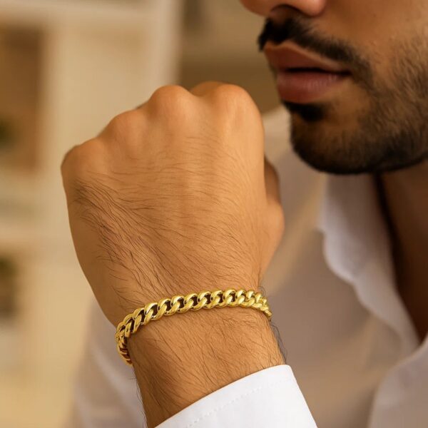 10k Yellow Gold Classic Miami Cuban Solid Bracelet (7.10 mm) - alternate view 4