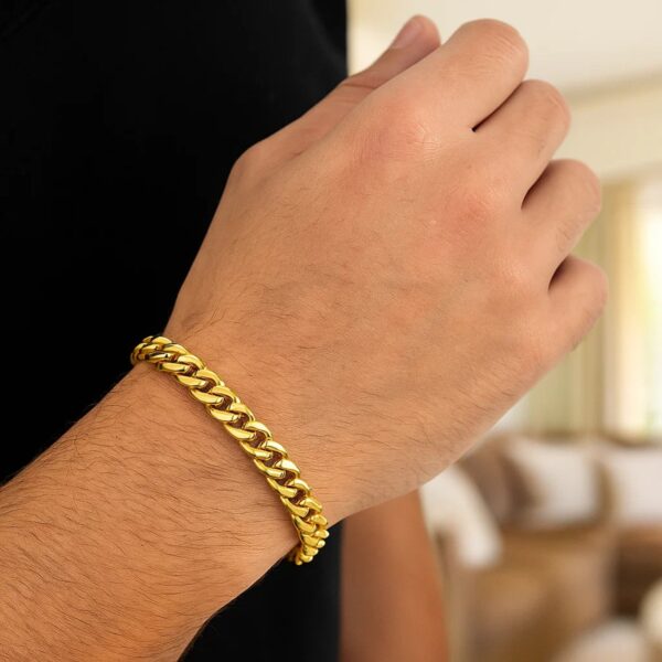 10k Yellow Gold Classic Miami Cuban Solid Bracelet (7.10 mm) - alternate view 5