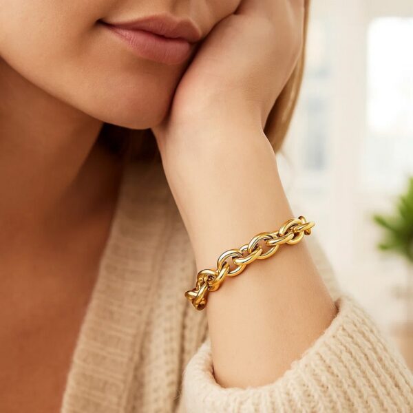 14k Yellow Gold Polished Cable Motif Bracelet (9.65 mm) - alternate view 2