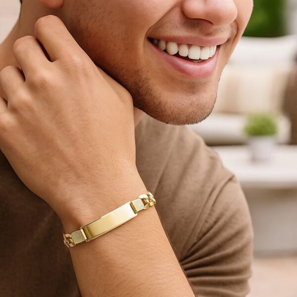 14k Yellow Gold 8 1/2 inch Mens Wide Curb Chain ID Bracelet (10.00 mm) - alternate view 2