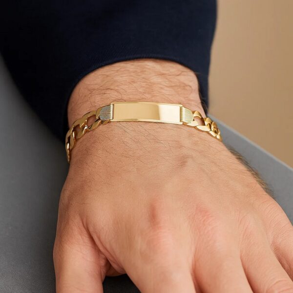 14k Yellow Gold 8 1/2 inch Mens Wide Curb Chain ID Bracelet (10.00 mm) - alternate view 4
