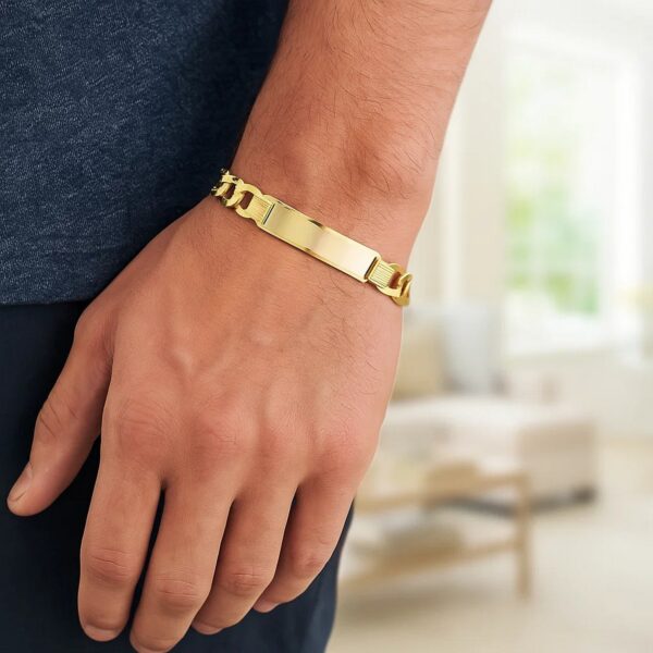 14k Yellow Gold 8 1/2 inch Mens Wide Curb Chain ID Bracelet (10.00 mm) - alternate view 5